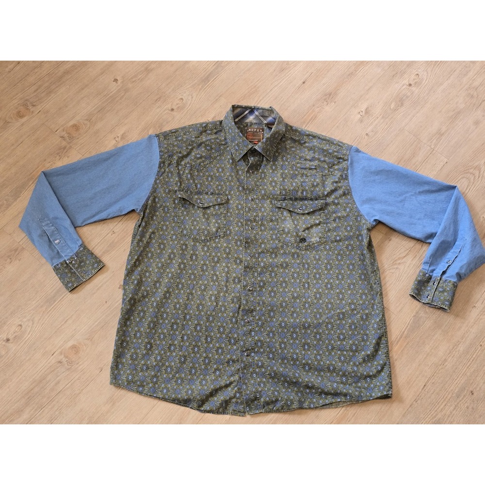 Roper Mens Paisley Print Snap Button Shirt Size XL